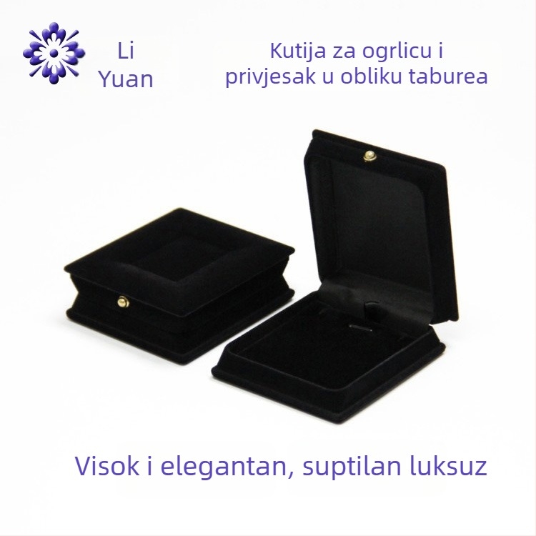 Prilagođena visokokvalitetna kutija za pohranu nakita s crnom filcovom unutrašnjošću za ogrlice, privjeske i naušnice