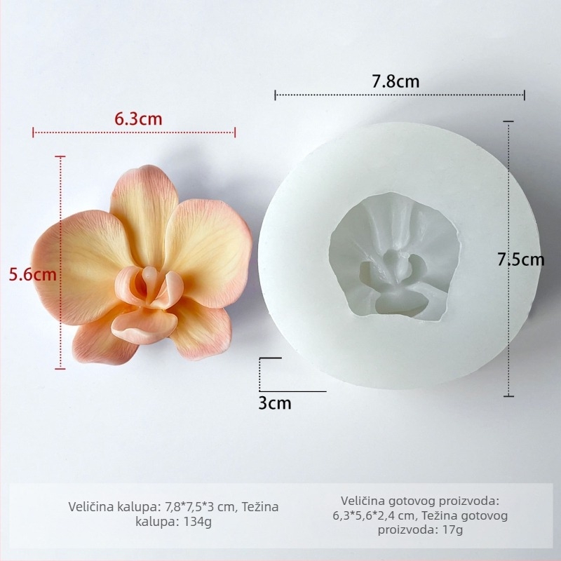 Phalaenopsis cvijet silikon kalup za DIY trodimenzijske svijeće i gips dekoracije