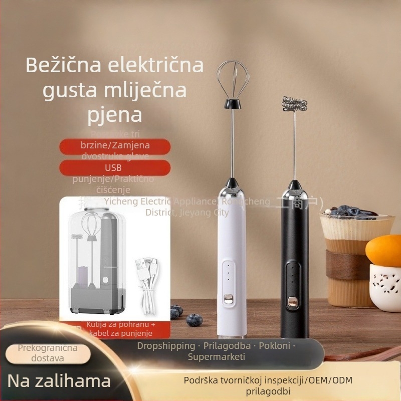 Električni pjenač mlijeka, kompaktni višenamjenski ručni mikser s tri brzine