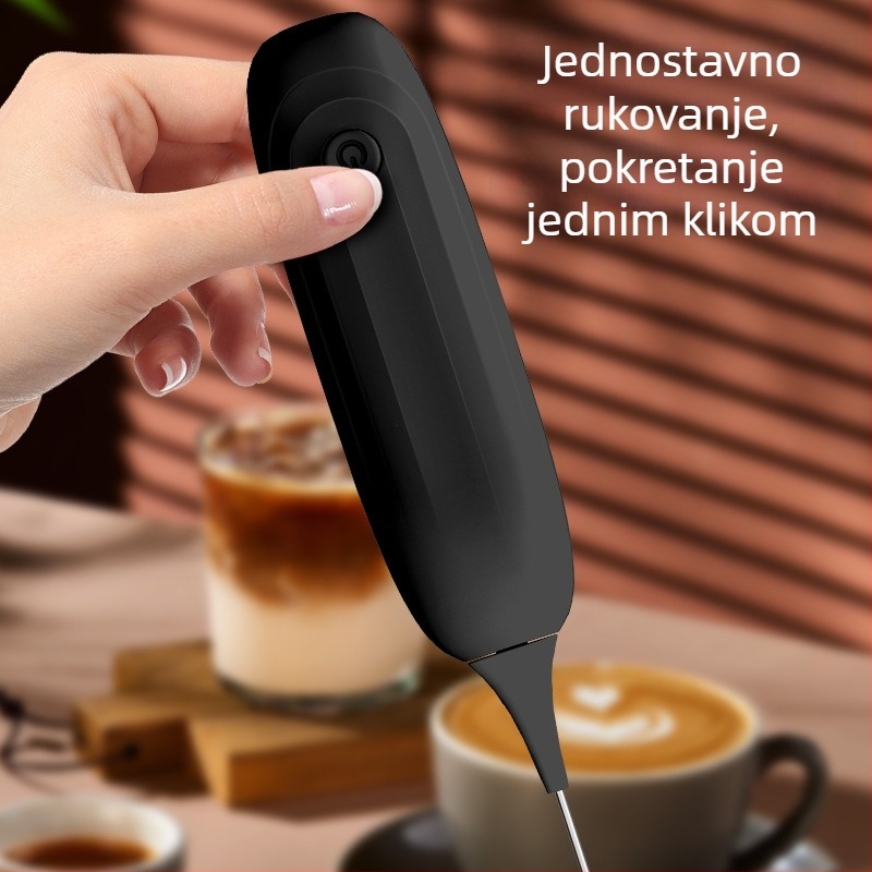 Ručni električni pjenjač za mlijeko, tijelo od nehrđajućeg čelika i ABS-a
