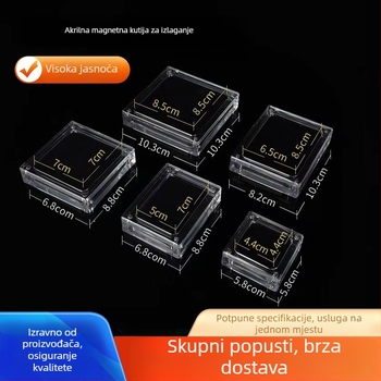 Prozirna akrilna magnetska kutija za nakit, kutija za izlaganje i skladištenje s antioksidacijskom zaštitom za sirove dijamante