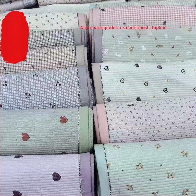 Korejskog stila dvostrani pokrivač za krevet, 3-dijelni set, strojno pranje, šivano, s floralnim uzorkom za tatami prostirku