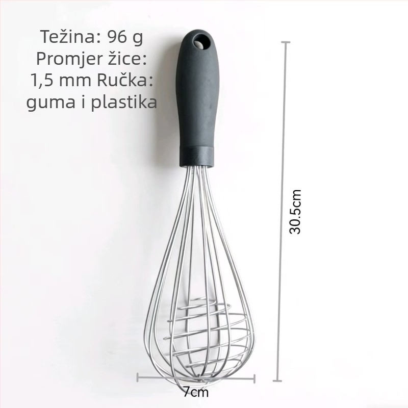 Ručni mućkalica za jaja i pjenjač za mlijeko s nehrđajućim čeličnim jezgrom i kuglicom, plastična ručka, kućanski kuhinjski pribor, mikser za pečenje, torta