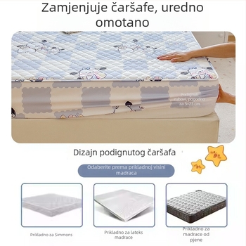 Pamukovna navlaka za madrac s gumicom, nježna prema koži, protuklizna zaštita madraca, model 2026, uzorak crtani likovi, dimenzije 90x200–200x220 cm