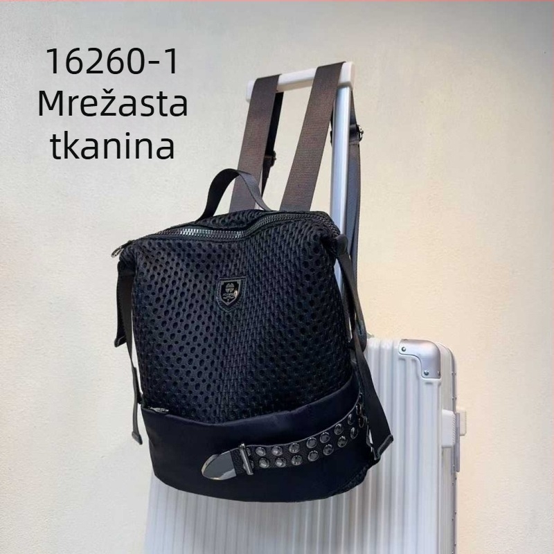 Ženska torba s mrežastim panelom i metalnim ukrasima, velik kapacitet, minimalistički svestran dizajn