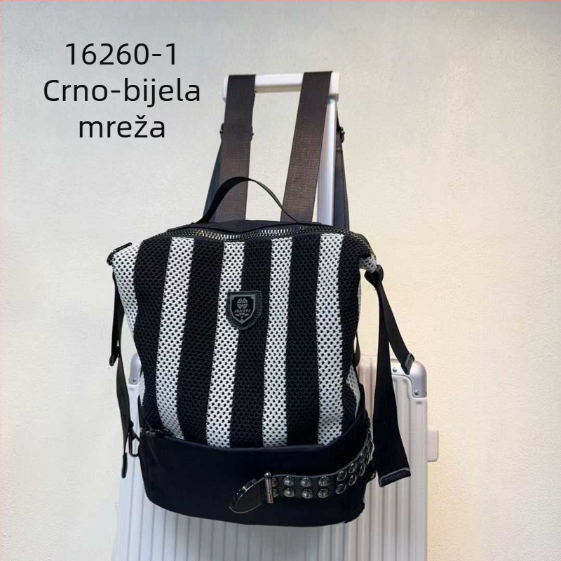 Ženska torba s mrežastim panelom i metalnim ukrasima, velik kapacitet, minimalistički svestran dizajn