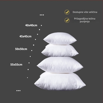 Jastučni jezgro od četkanog platna s punjenjem od 3D PP pamuka, četvrtasti lumbalni jastuk, dimenzije 45/50/55/60 cm