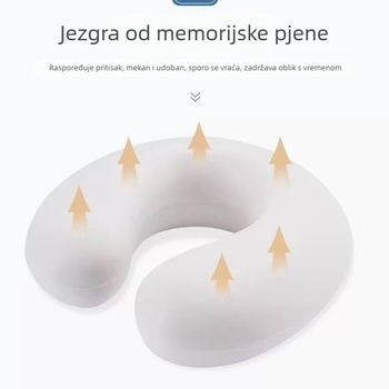 Jastuk za vrat U-oblika od memorijske pjene, s odvojivim i pranjem navlakom, prijenosan za putovanja i odmor u avionu