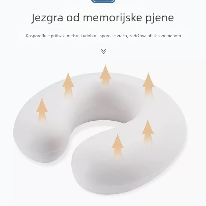 Jastuk za vrat U-oblika od memorijske pjene, s odvojivim i pranjem navlakom, prijenosan za putovanja i odmor u avionu