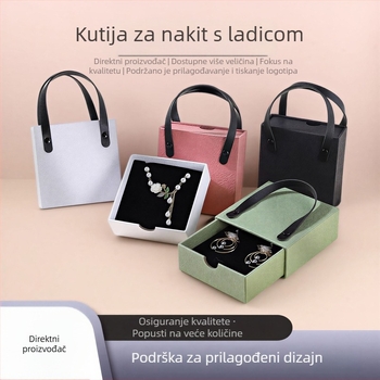Jednobojna elegantna kutija za nakit s ladicom za lančiće i prstene