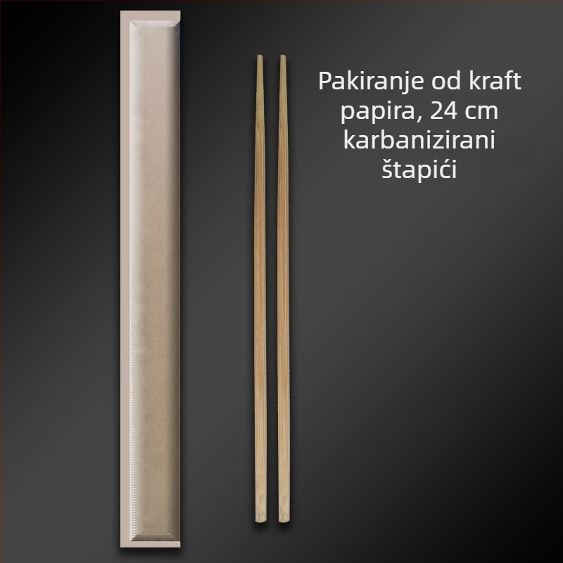 Jednokratne bambus štapići s Kraft papirnim pakiranjem, prilagodljivi, karbonizirani, za dostavu i usluživanje hrane