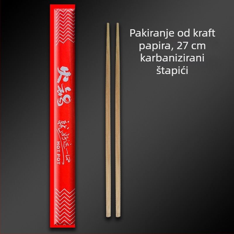 Jednokratne bambus štapići s Kraft papirnim pakiranjem, prilagodljivi, karbonizirani, za dostavu i usluživanje hrane