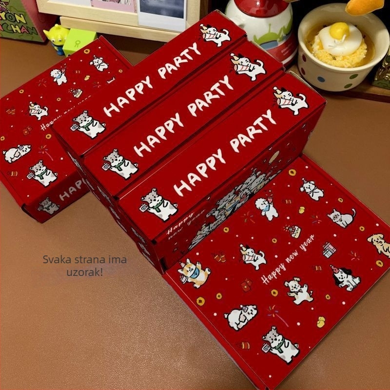 Sklopiva kutija za darove s motivom šteneta, novogodišnji dizajn, slatka
