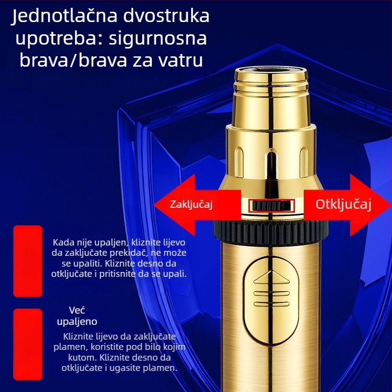 HB282 Upaljač u obliku rakete s direktnom plamenom, metalni otporan na vjetar, za vanjsku upotrebu, roštiljanje i pečenje