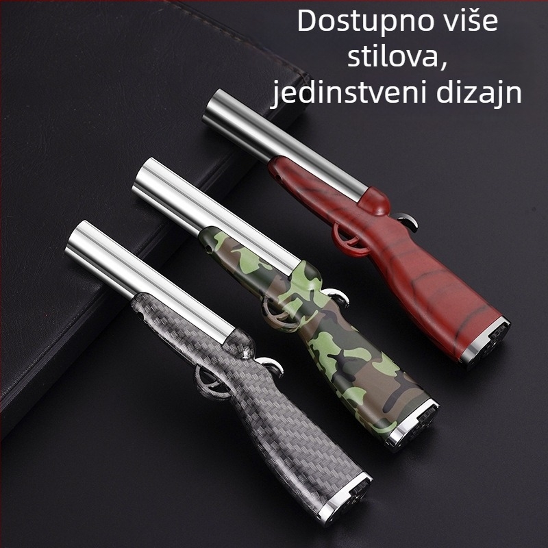 Zapaljiva s drvenim uzorkom, dvostruka cijev, otporna na vjetar, za vanjske roštilje, cigarete i moksibustiju