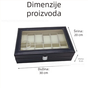 Kutija za pohranu satova s 12 pretinaca, drvena kožna kutija za satove i narukvice