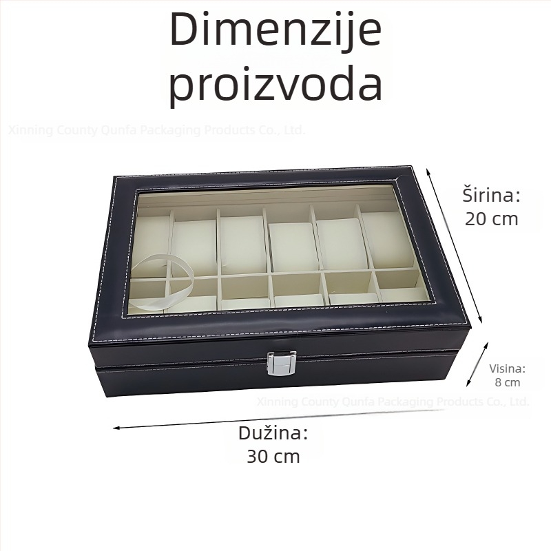Kutija za pohranu satova s 12 pretinaca, drvena kožna kutija za satove i narukvice