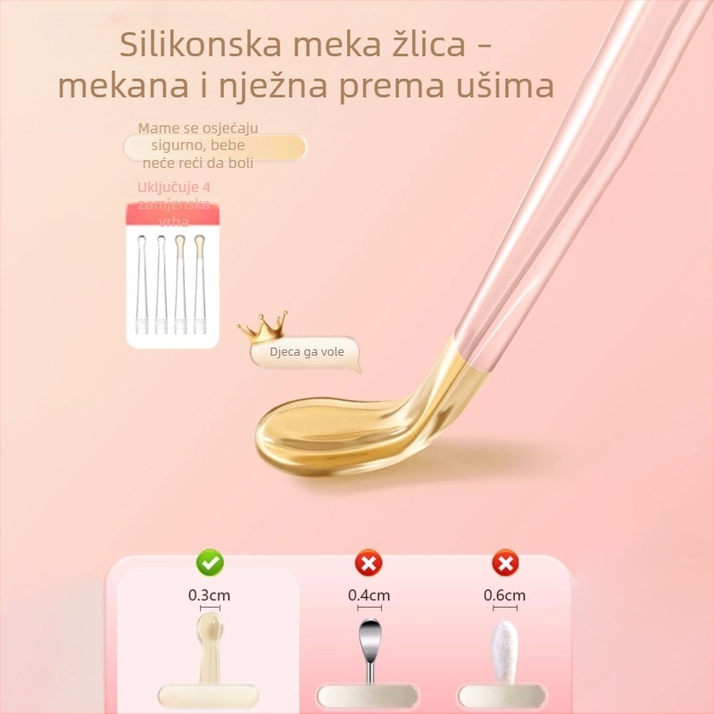 Metalni svjetleći set za čišćenje uha s punjivim napajanjem — set žličica za uši, pinceta i nosni klips