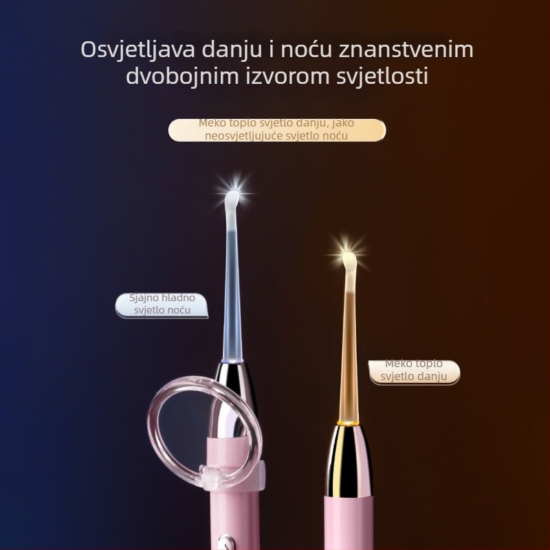 Metalni svjetleći set za čišćenje uha s punjivim napajanjem — set žličica za uši, pinceta i nosni klips