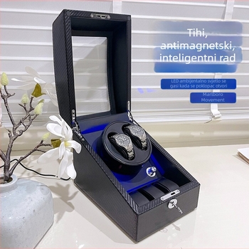 Držač sati s LED plavim svjetlom, anti-magnetni, tih rad, kutija za postavljanje sata s pet pozicija, dar muškarcima