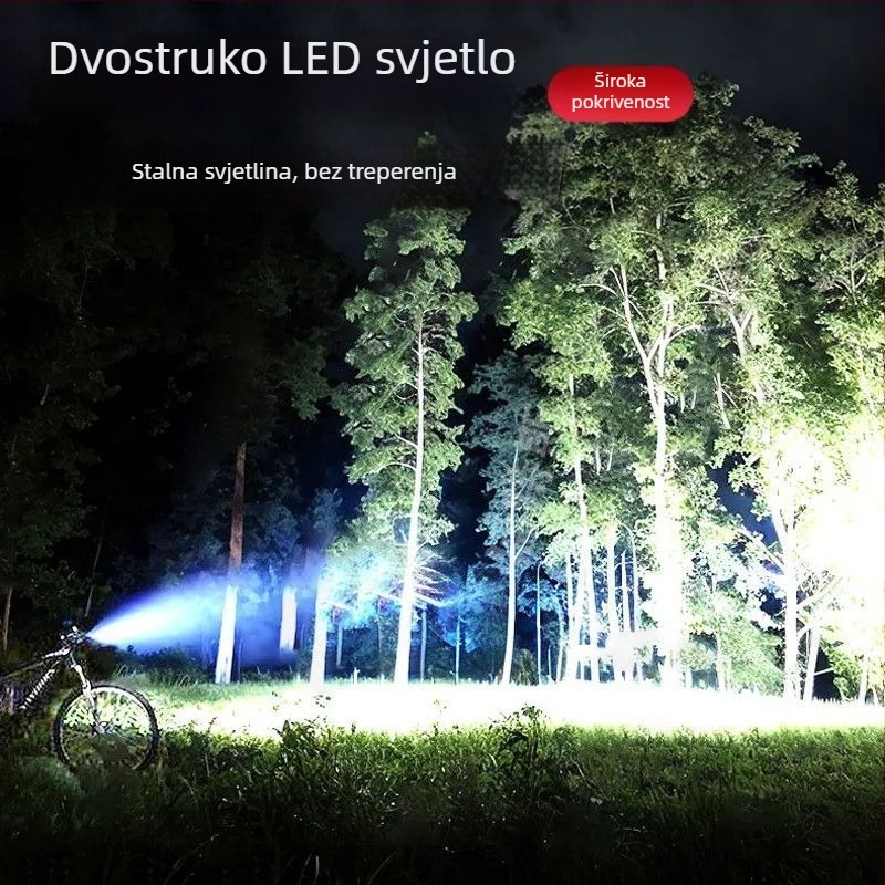 Napajano prednje svjetlo za bicikl za noćne vožnje — ultra jako, s kukom za vješanje, za vanjsku upotrebu