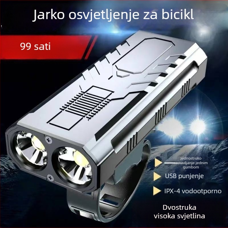Napajano prednje svjetlo za bicikl za noćne vožnje — ultra jako, s kukom za vješanje, za vanjsku upotrebu