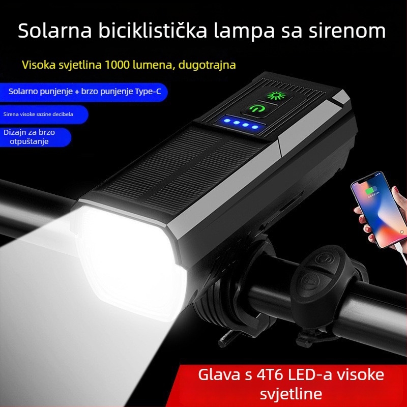 Meilong 4T6 Type-C prednje svjetlo za bicikl – ultra svijetlo, dug i kratak snop, USB-C punjenje