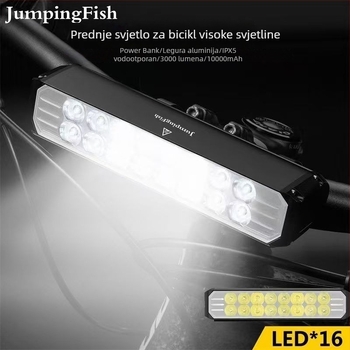 Jumping Fish prednja svjetiljka za bicikl s visokim svjetlom, može se objesiti, za brdske i cestovne bicikle, punjiva LED svjetiljka za noćnu vožnju