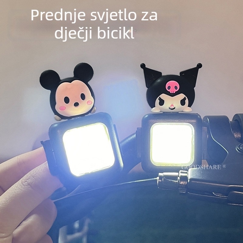 Dječje prednje svjetlo za bicikl, noćna vožnja, punjivo, sladak Kuromi dizajn