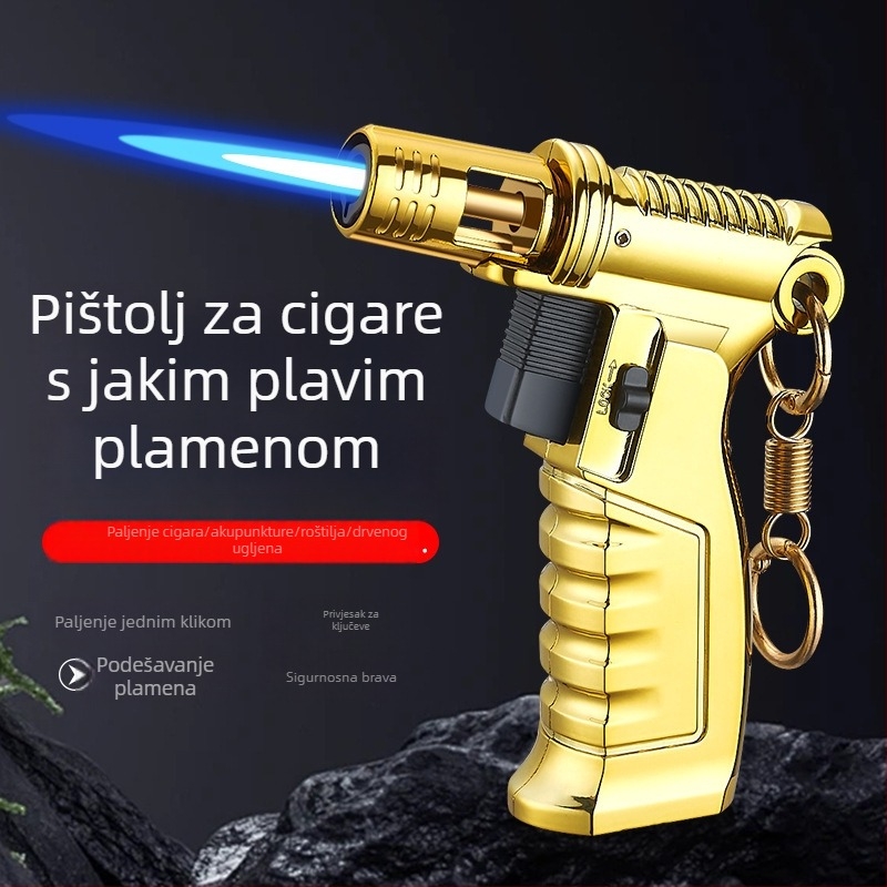 FQ906 Obrtni direktni zapaljač plamen, otporan na vjetar, napuhavajući, za cigare, cigarete, roštilj i mirisne štapiće