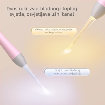 Dječji set žličica za uši sa svjetlom i mekanim vrhom, vizualne pincete za ušni vosak