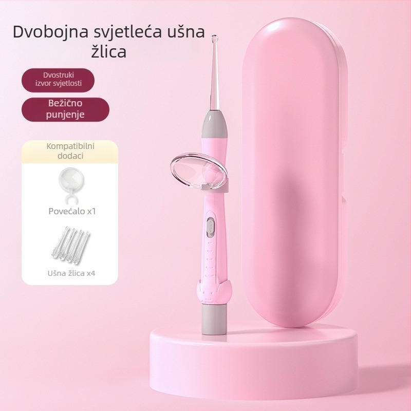 Dječji set žličica za uši sa svjetlom i mekanim vrhom, vizualne pincete za ušni vosak
