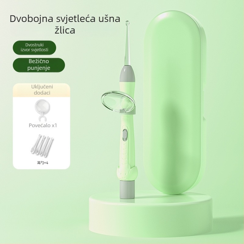 Dječji set žličica za uši sa svjetlom i mekanim vrhom, vizualne pincete za ušni vosak