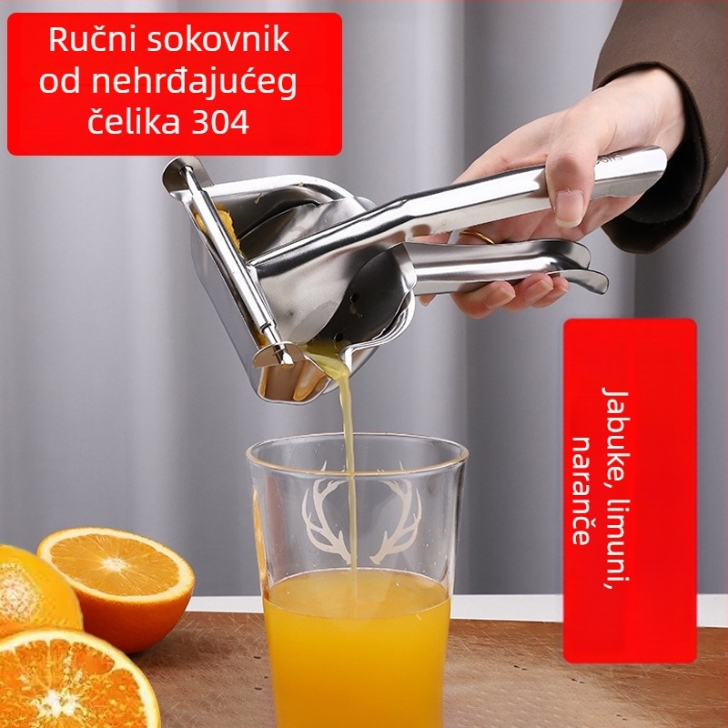 Ručna presa za sok od nehrđajućeg čelika 304, kompaktnog dizajna za limune i naranče, kućna uporaba