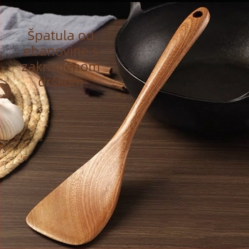 Set spatula od ebenovog drveta s zakrivljenim i nagnutim oblikom – kuhinjske špatule za nepriľjiva tava