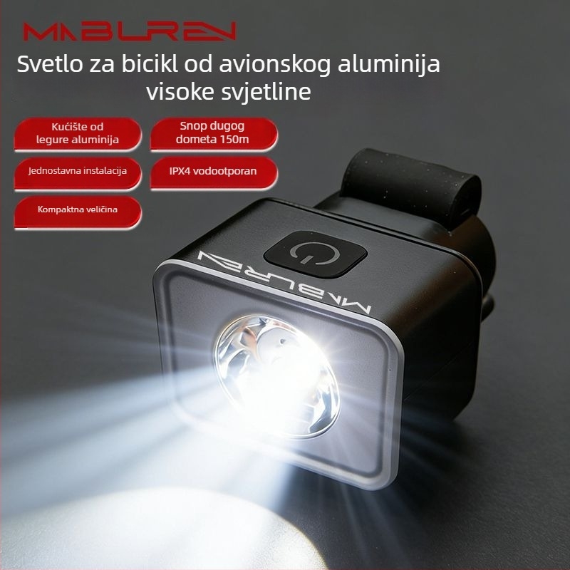 Prednje svjetlo od aluminijske legure za bicikl s visokim intenzitetom svjetla, noćna vožnja po cesti i planinskom biciklu, montaža remenom, micro-USB punjenje