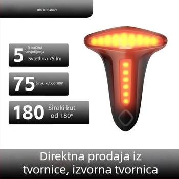 Stražnja svjetiljka za bicikl s pametnim senzorom kočenja, USB punjenje, za planinske i cestovne bicikle, upozoravajuće svjetlo za noćnu vožnju