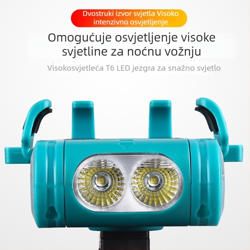 Novo 5-u-1 svjetlo za bicikl s držačem za telefon za planinski bicikl, zvučnik, svjetlo za maglu, otključavanje jednim pritiskom i power bankom