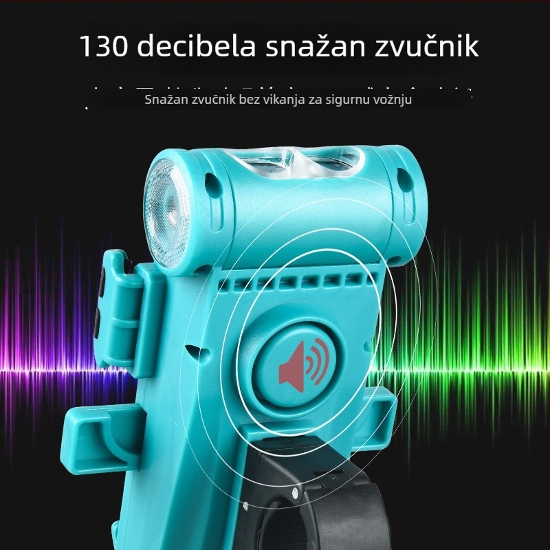 Novo 5-u-1 svjetlo za bicikl s držačem za telefon za planinski bicikl, zvučnik, svjetlo za maglu, otključavanje jednim pritiskom i power bankom