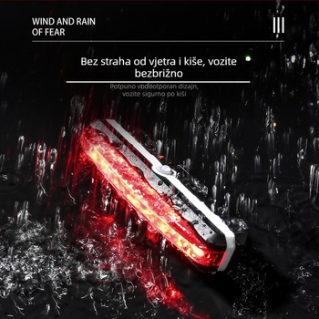 Stražnja svjetiljka za bicikl s USB punjenjem, svjetlo upozorenja za noćnu vožnju