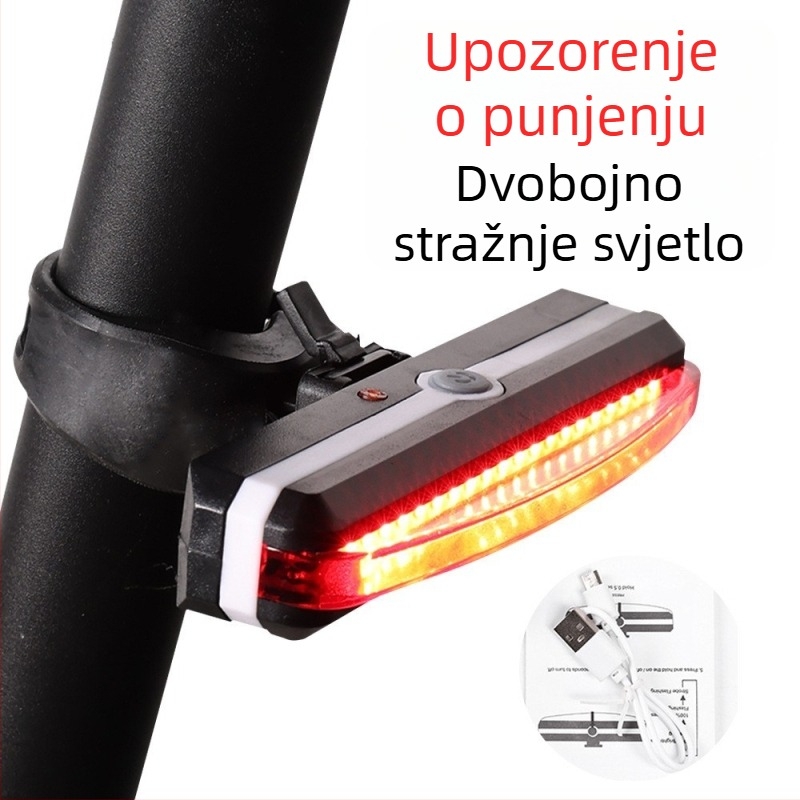 Stražnja svjetiljka za bicikl s USB punjenjem, svjetlo upozorenja za noćnu vožnju