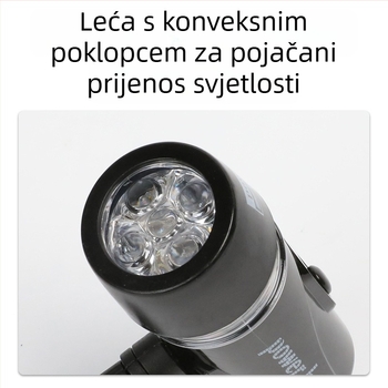 Prednje svjetlo za planinski bicikl, 5 LED, srebrno-crno