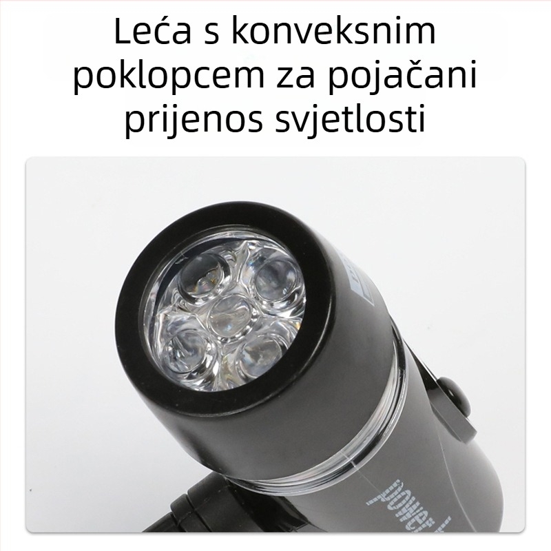 Prednje svjetlo za planinski bicikl, 5 LED, srebrno-crno