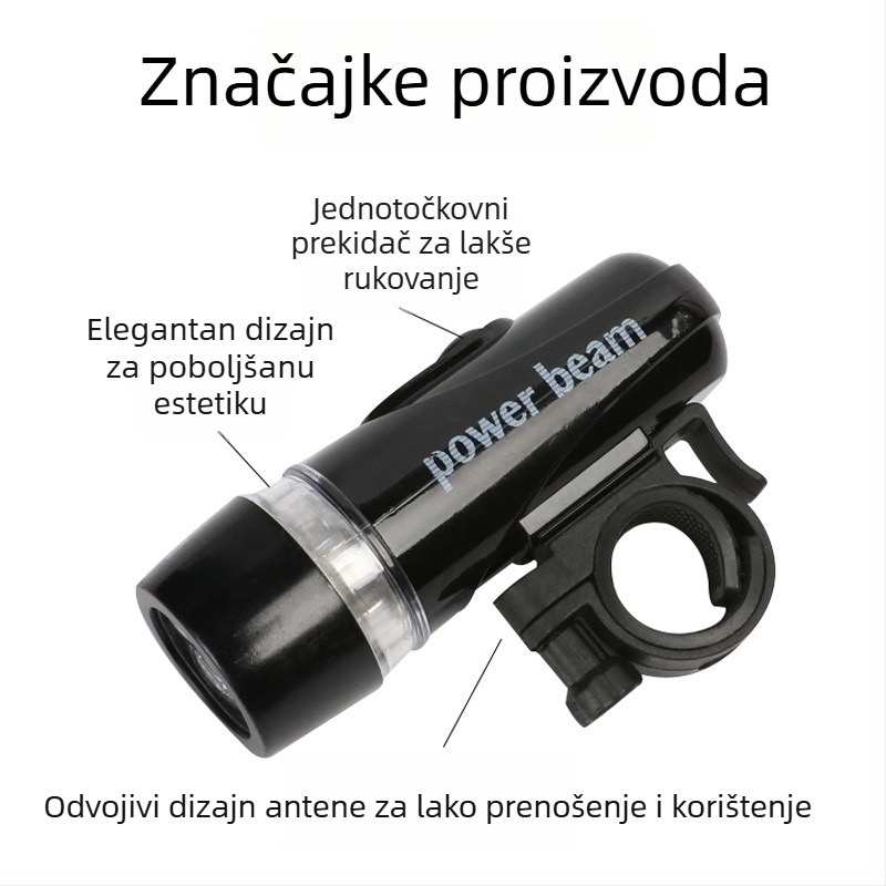 Prednje svjetlo za planinski bicikl, 5 LED, srebrno-crno