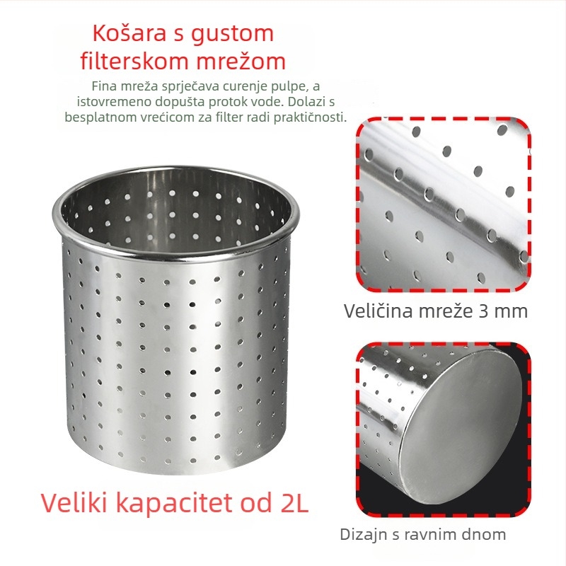 Ručni sokovnik od nehrđajućeg čelika 304 za grožđe i voće s odjeljivanjem pulpe