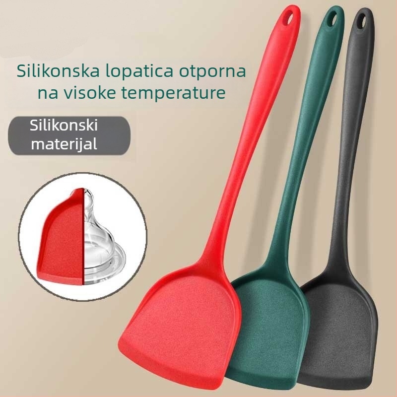 Silicone spatula za kuhanje, otporna na visoke temperature, debeli dugi držač, proširena verzija