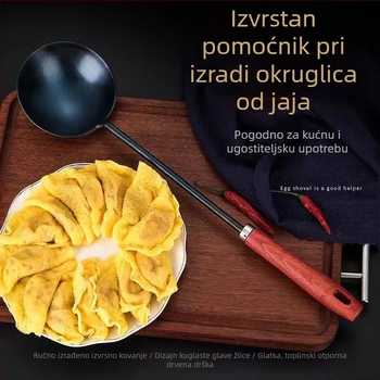 Ručna kovana željezna žlica za prženje s dugom drškom, kuhinjski alat za jaja-knedle