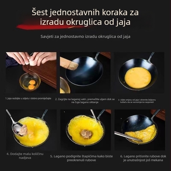 Ručna kovana željezna žlica za prženje s dugom drškom, kuhinjski alat za jaja-knedle