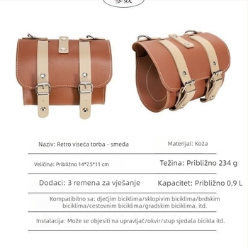 Torba za planinski bicikl, retro prednja torba, kompatibilna s sklopivim biciklima i električnim skuterima, oprema za biciklizam