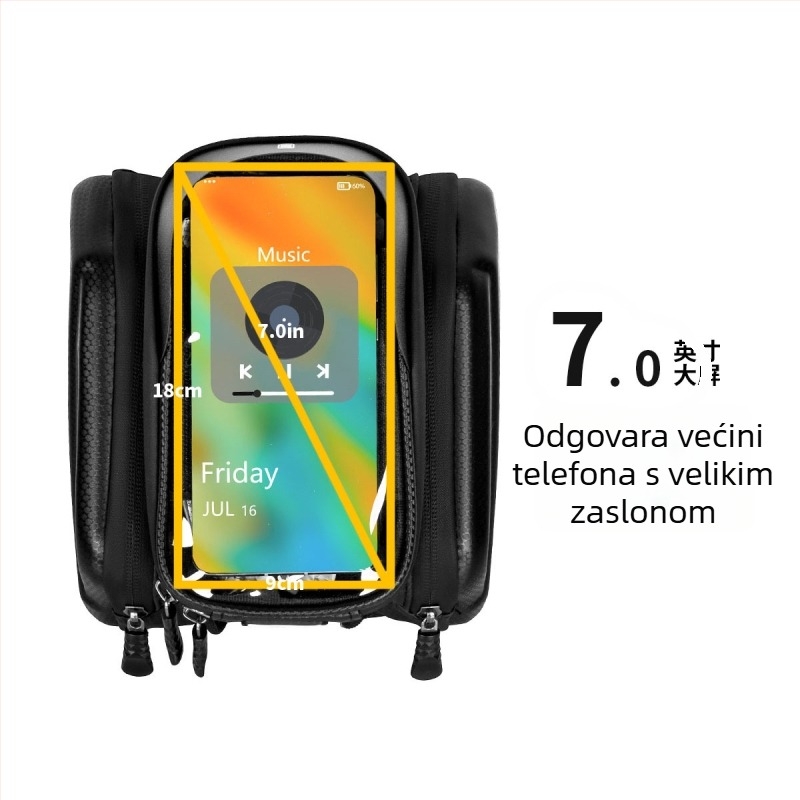 Torba za gornju cijev bicikla, EVA tvrdi kućište, vodootporna, velika zapremina za pohranu mobitela